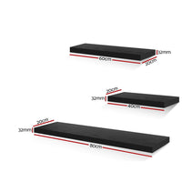 Thumbnail for Artiss 3 Piece Floating Wall Shelves - Black