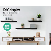 Thumbnail for Artiss 3 Piece Floating Wall Shelves - Black