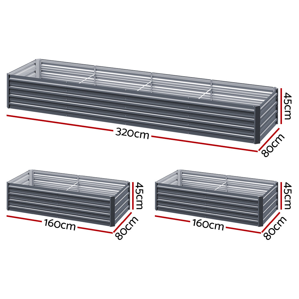 Greenfingers Garden Bed Galvanised Raised Steel Instant Planter 320X80X45CM