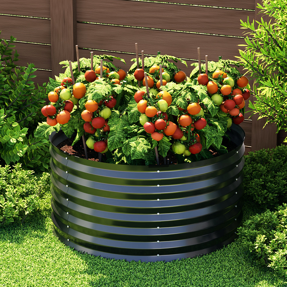 Greenfingers Garden Bed Galvanised Raised Steel Planter Box Round 90X45CM