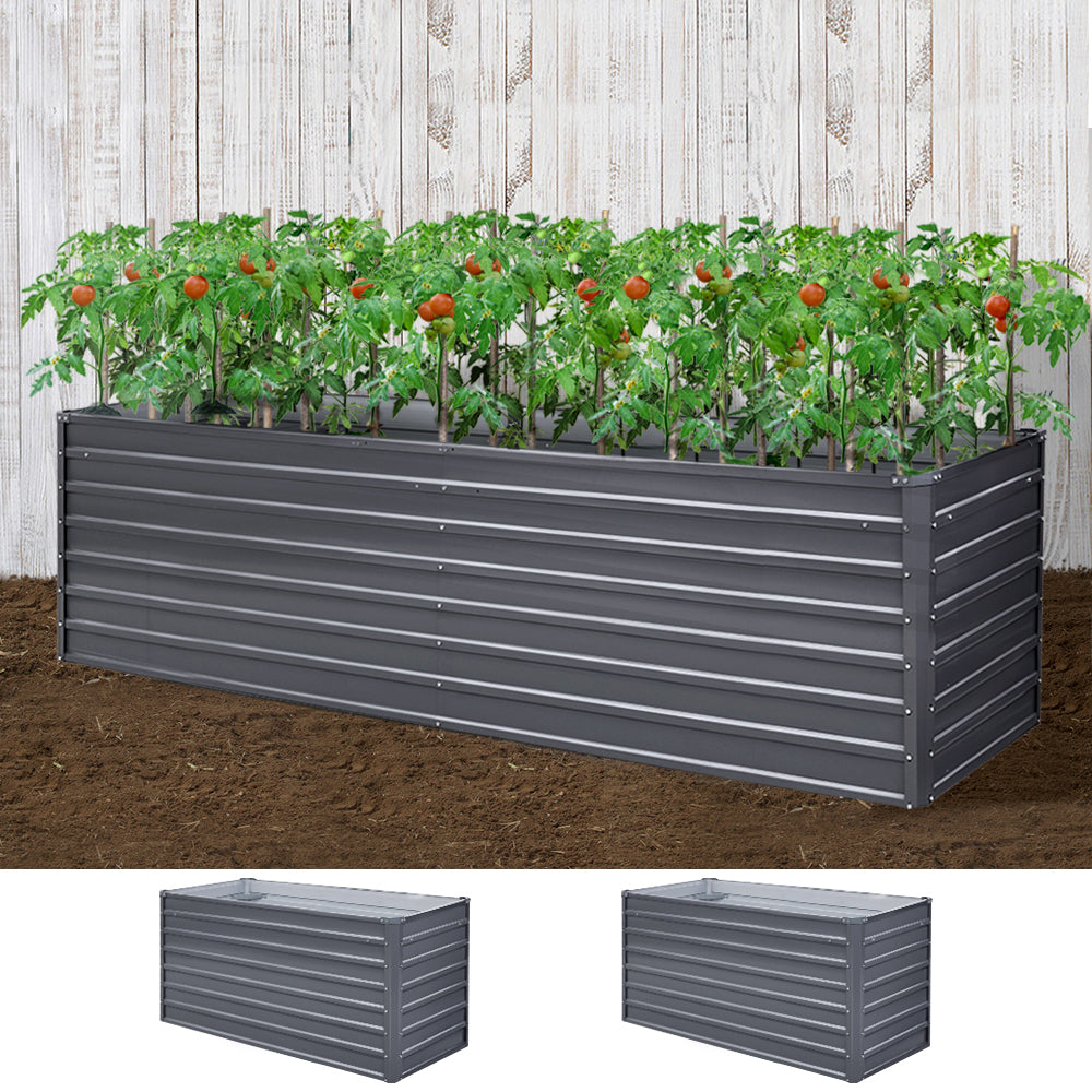 Greenfingers Garden Bed 320 x 80 x 77cm Galvanised Steel Raised Planter 2N1