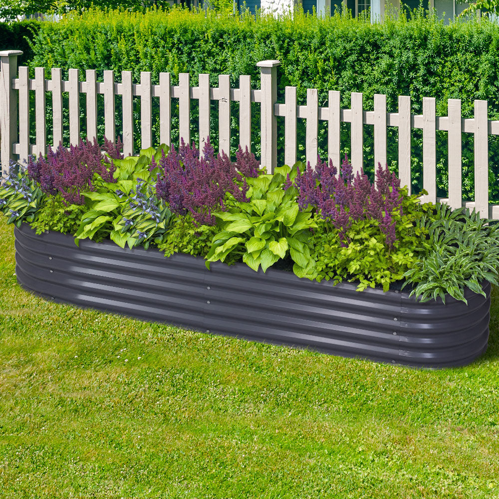 Galvanised Steel Raised Planter 240x80x42cm - Greenfingers