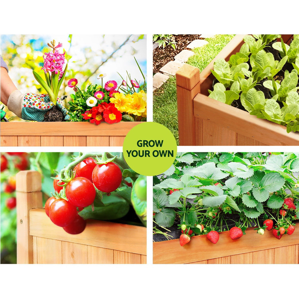 Greenfingers Garden Bed Raised Wooden Planter Outdoor Box Vegetables 90x30x33cm