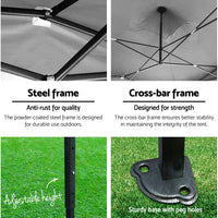 Thumbnail for Instahut Gazebo Pop Up Marquee 3x3m Folding Wedding Tent Gazebos Shade Black