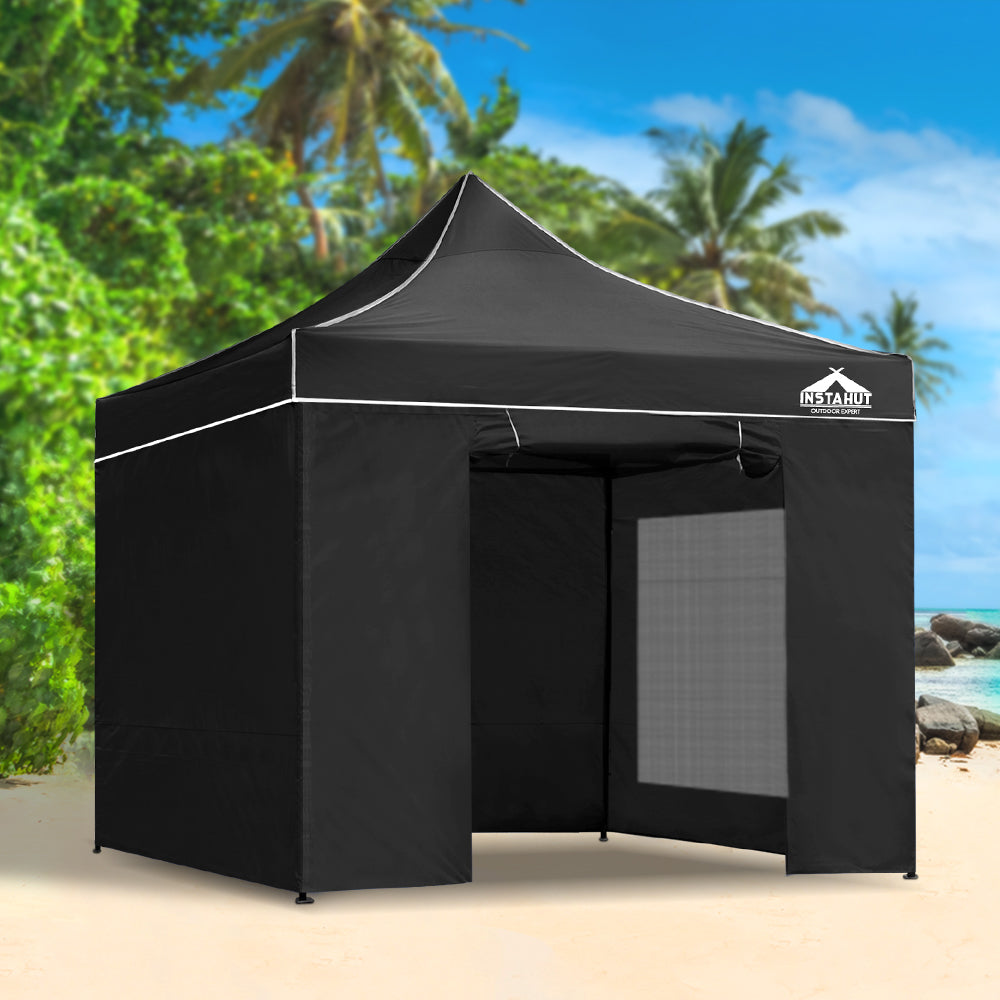 Instahut Gazebo Pop Up Marquee 3x3m Folding Wedding Tent Gazebos Shade Black