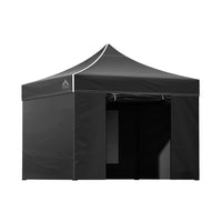 Thumbnail for Instahut Gazebo Pop Up Marquee 3x3m Folding Wedding Tent Gazebos Shade Black