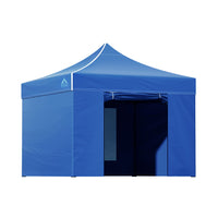 Thumbnail for Instahut Gazebo Pop Up Marquee 3x3m Folding Wedding Tent Gazebos Shade Blue