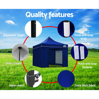 Thumbnail for Instahut Gazebo Pop Up Marquee 3x3m Folding Wedding Tent Gazebos Shade Blue