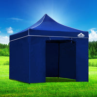 Thumbnail for Instahut Gazebo Pop Up Marquee 3x3m Folding Wedding Tent Gazebos Shade Blue