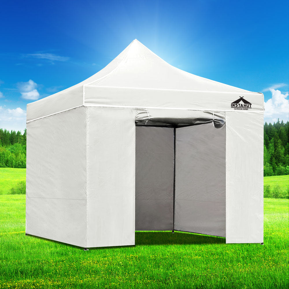 Instahut Gazebo Pop Up Marquee 3x3m Folding Wedding Tent Gazebos Shade White