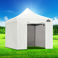 Thumbnail for Instahut Gazebo Pop Up Marquee 3x3m Folding Wedding Tent Gazebos Shade White