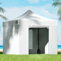 Thumbnail for Instahut Gazebo Pop Up Marquee 3x3m Folding Wedding Tent Gazebos Shade White