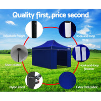 Thumbnail for Instahut Gazebo Pop Up Marquee 3x4.5m Folding Wedding Tent Gazebos Shade Blue