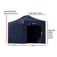 Thumbnail for Instahut Gazebo Pop Up Marquee 3x4.5m Folding Wedding Tent Gazebos Shade Navy