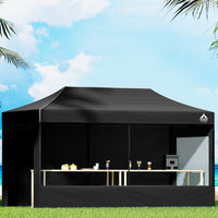 Thumbnail for Instahut Gazebo Pop Up Marquee 3x6m Folding Wedding Tent Gazebos Shade Black