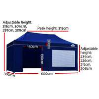 Thumbnail for Instahut Gazebo Pop Up Marquee 3x6m Folding Wedding Tent Gazebos Shade Blue