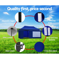 Thumbnail for Instahut Gazebo Pop Up Marquee 3x6m Folding Wedding Tent Gazebos Shade Blue