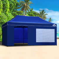 Thumbnail for Instahut Gazebo Pop Up Marquee 3x6m Folding Wedding Tent Gazebos Shade Blue