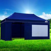 Thumbnail for Instahut Gazebo Pop Up Marquee 3x6m Folding Wedding Tent Gazebos Shade Blue