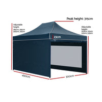 Thumbnail for Instahut Gazebo Pop Up Marquee 3x4.5 Folding Wedding Tent Gazebos Shade Navy