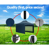 Thumbnail for Instahut Gazebo Pop Up Marquee 3x4.5 Folding Wedding Tent Gazebos Shade Navy