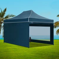 Thumbnail for Instahut Gazebo Pop Up Marquee 3x4.5 Folding Wedding Tent Gazebos Shade Navy