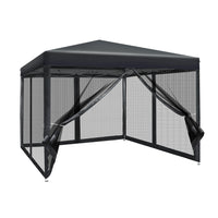 Thumbnail for Instahut Gazebo Pop Up Marquee 3x3 Wedding Side Mesh Wall Outdoor Gazebos Black