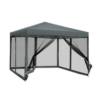 Thumbnail for Instahut Gazebo Pop Up Marquee 3x3 Wedding Side Mesh Wall Outdoor Gazebos Grey