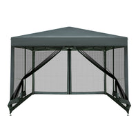 Thumbnail for Instahut Gazebo Pop Up Marquee 3x3 Wedding Side Mesh Wall Outdoor Gazebos Grey