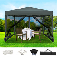 Thumbnail for Instahut Gazebo Pop Up Marquee 3x3 Wedding Side Mesh Wall Outdoor Gazebos Grey