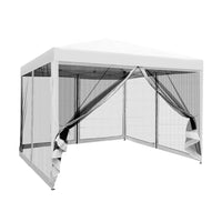 Thumbnail for Instahut Gazebo Pop Up Marquee 3x3 Wedding Side Mesh Wall Outdoor Gazebos White