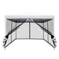 Thumbnail for Instahut Gazebo Pop Up Marquee 3x3 Wedding Side Mesh Wall Outdoor Gazebos White