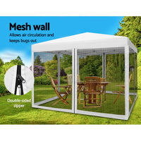 Thumbnail for Instahut Gazebo Pop Up Marquee 3x3 Wedding Side Mesh Wall Outdoor Gazebos White