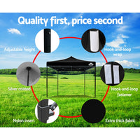 Thumbnail for Instahut Gazebo Pop Up Marquee 3x3m Outdoor Tent Folding Wedding Gazebos Black