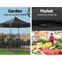 Thumbnail for Instahut Gazebo Pop Up Marquee 3x3m Outdoor Tent Folding Wedding Gazebos Black