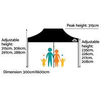 Thumbnail for Instahut Gazebo Pop Up Marquee 3x6 Outdoor Wedding Gazebos Base Pod Kit Black