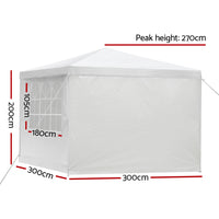 Thumbnail for Instahut Gazebo 3x3 Outdoor Marquee Gazebos Wedding Party Camping Tent 4 Wall Panels