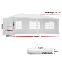 Thumbnail for Instahut Gazebo 3x6 Outdoor Marquee Side Wall Party Wedding Tent Camping White