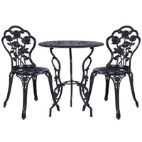 Thumbnail for Gardeon 3PC Outdoor Setting Cast Aluminium Bistro Table Chair Patio Black