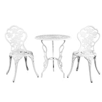 Thumbnail for Gardeon Outdoor Furniture Chairs Table 3pc Aluminium Bistro White