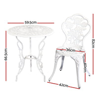 Thumbnail for Gardeon Outdoor Furniture Chairs Table 3pc Aluminium Bistro White