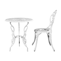 Thumbnail for Gardeon Outdoor Furniture Chairs Table 3pc Aluminium Bistro White