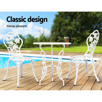 Thumbnail for Gardeon Outdoor Furniture Chairs Table 3pc Aluminium Bistro White