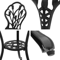 Thumbnail for Gardeon 3PC Outdoor Setting Cast Aluminium Bistro Table Chair Patio Black