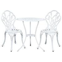 Thumbnail for Gardeon 3PC Outdoor Setting Cast Aluminium Bistro Table Chair Patio White