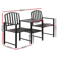 Thumbnail for Gardeon Outdoor Garden Bench Steel Table and chair Patio Furniture Loveseat Park