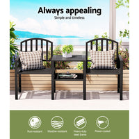 Thumbnail for Gardeon Outdoor Garden Bench Steel Table and chair Patio Furniture Loveseat Park