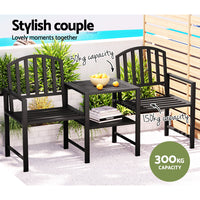 Thumbnail for Gardeon Outdoor Garden Bench Steel Table and chair Patio Furniture Loveseat Park