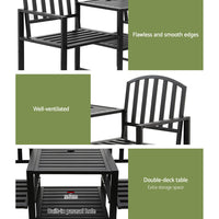 Thumbnail for Gardeon Outdoor Garden Bench Steel Table and chair Patio Furniture Loveseat Park