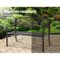 Thumbnail for Gardeon Cast Iron Garden Bench - Bronze